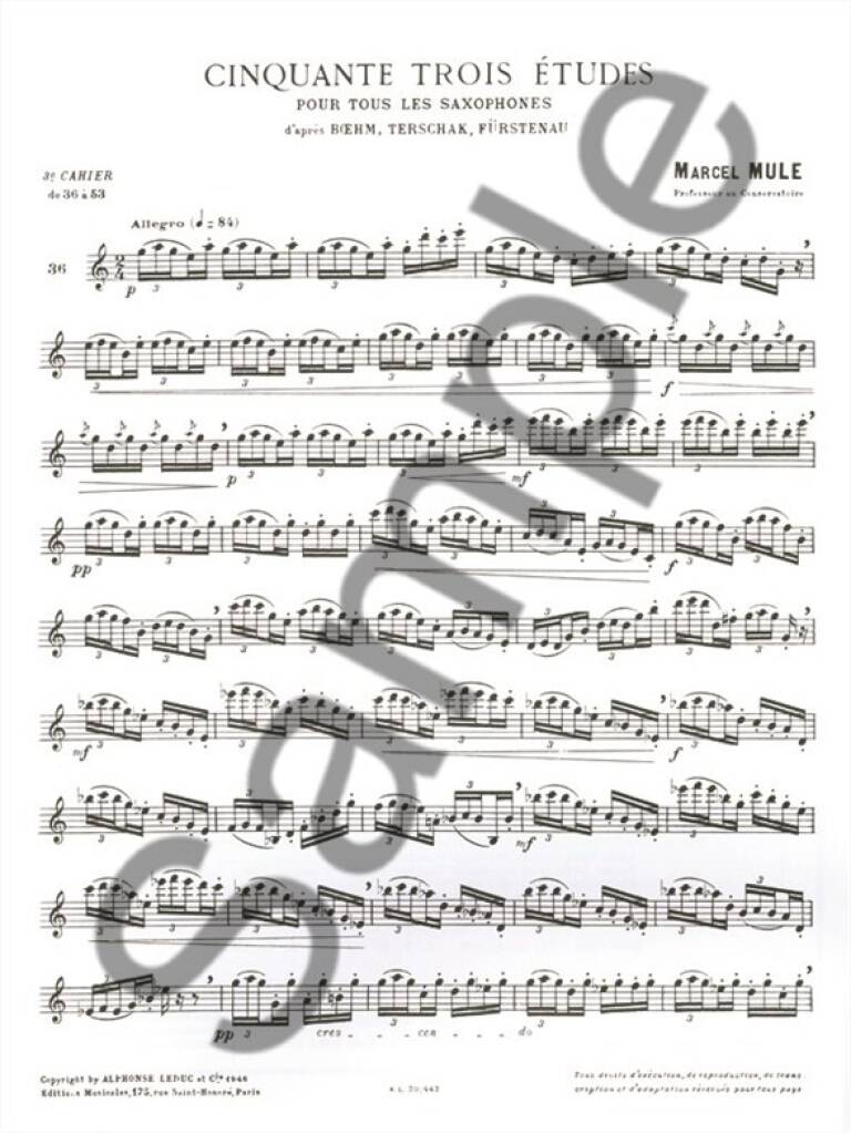 サクソフォン／ミュール：ベーム、テルシャック、フュルステナウの 53の練習曲 第3巻