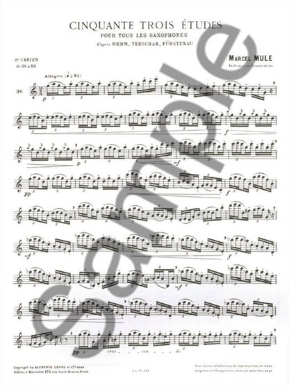 サクソフォン／ミュール：ベーム、テルシャック、フュルステナウの 53の練習曲 第3巻