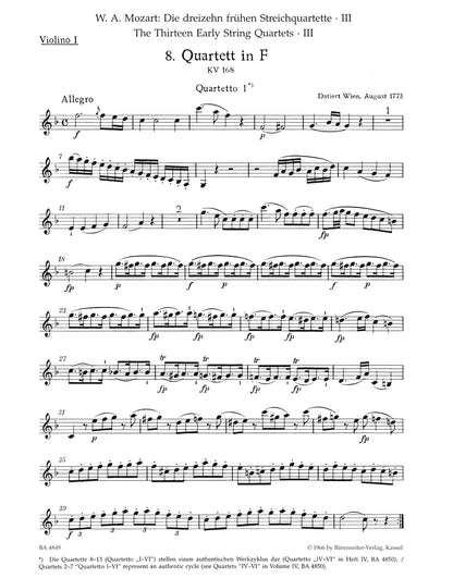 アンサンブル四重奏／モーツァルト：初期弦楽四重奏曲集 第3巻 K.168,169,170