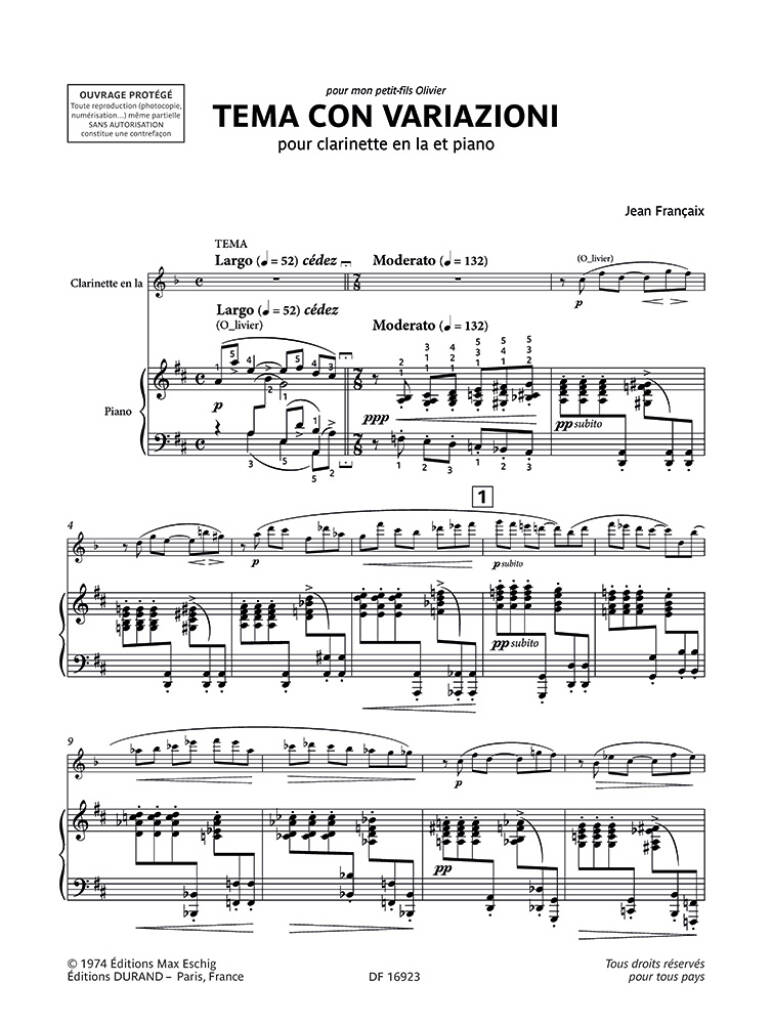 フランセ：テーマと変奏