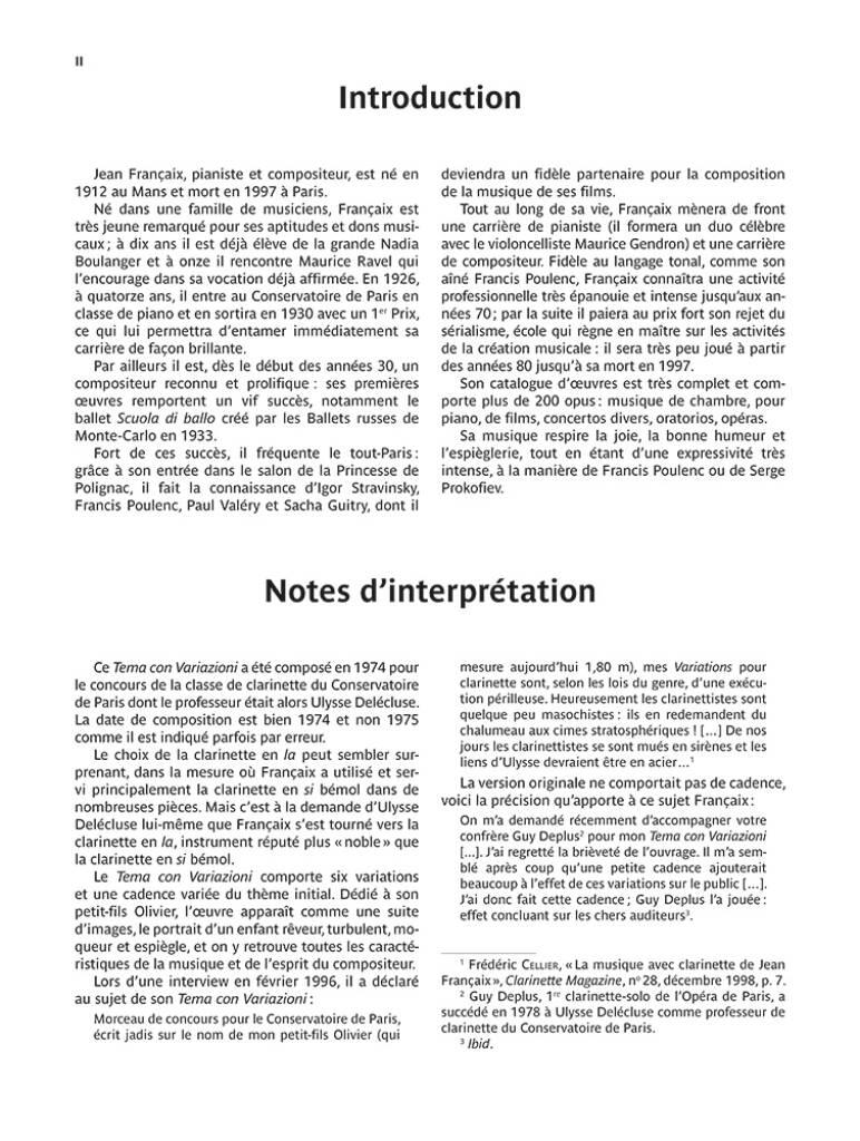 フランセ：テーマと変奏