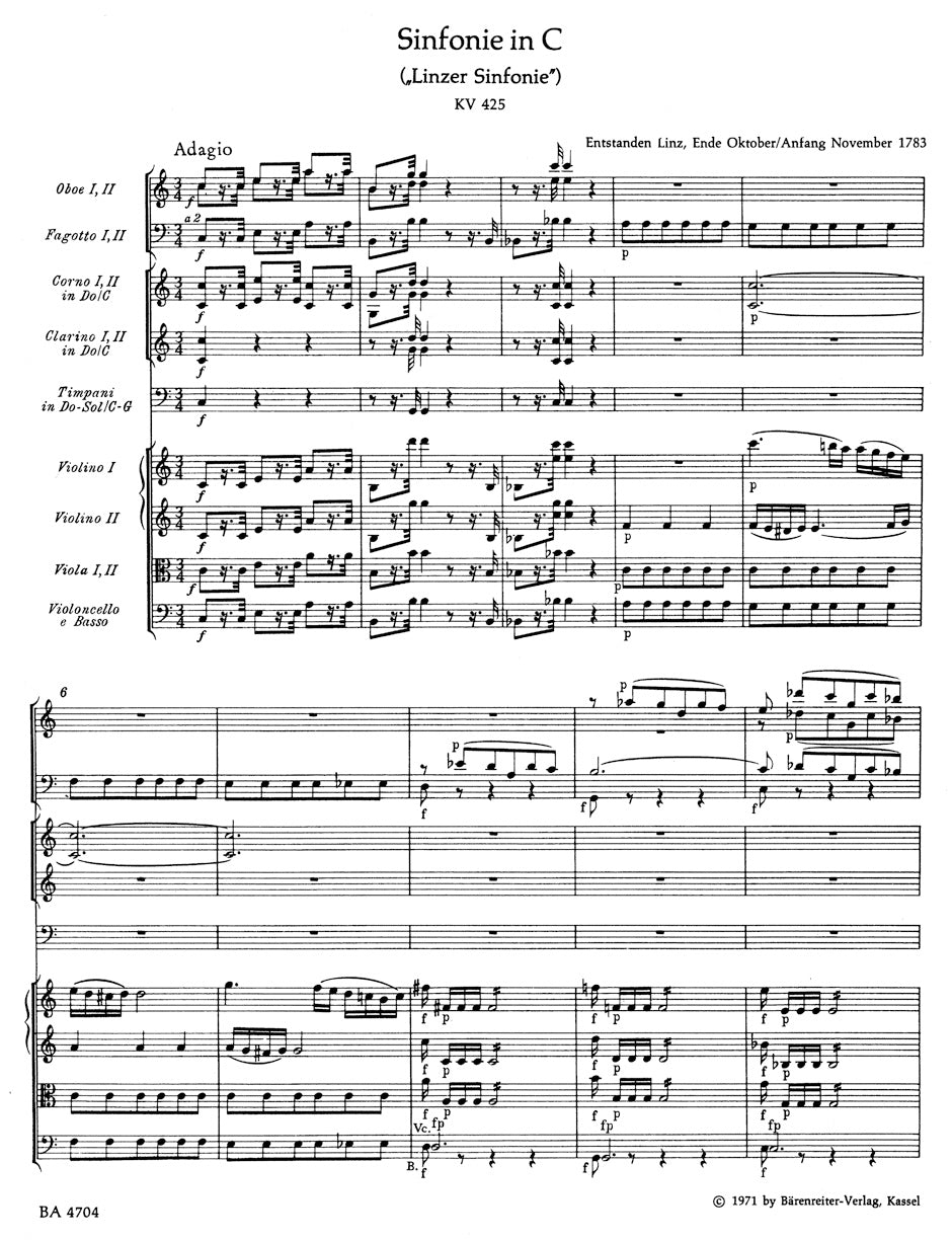 モーツァルト：交響曲 第36番 ハ長調 K.425「リンツ」