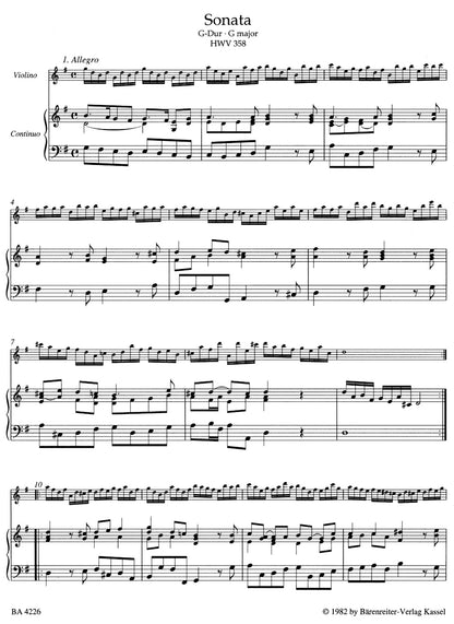ヴァイオリン／ヘンデル：ヴァイオリンと通奏低音のための全作品