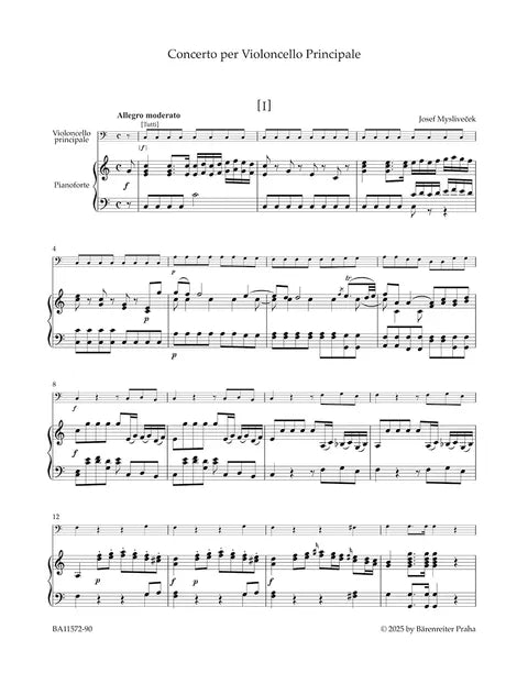 ミスリヴェチェク：チェロ協奏曲 ハ長調